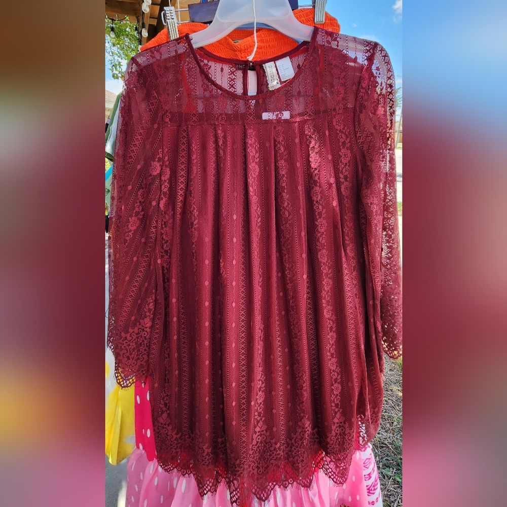 H & M Women's Maroon Lace Party Dress